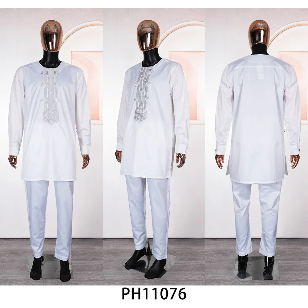 

Dubai Muslim Robe Arab Men Ramadan Solid Color Pakistan Arabia Turkey Abaya Male 2 Piece Set Tops and Pants Islamic Clothing 4XL