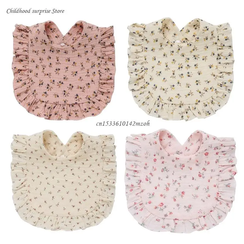 Floral Feeding Bib Burp Cloth Bib for Baby Boy Girl Gender Neutral Cotton Handkerchief Teether Drooling Bib for Dropship