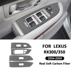 Carbon Fiber Car Power Window Lifter Switch Control Buttons Panel Trim Frame Decoration Sticker For LEXUS RX300 RX350 2004-2009