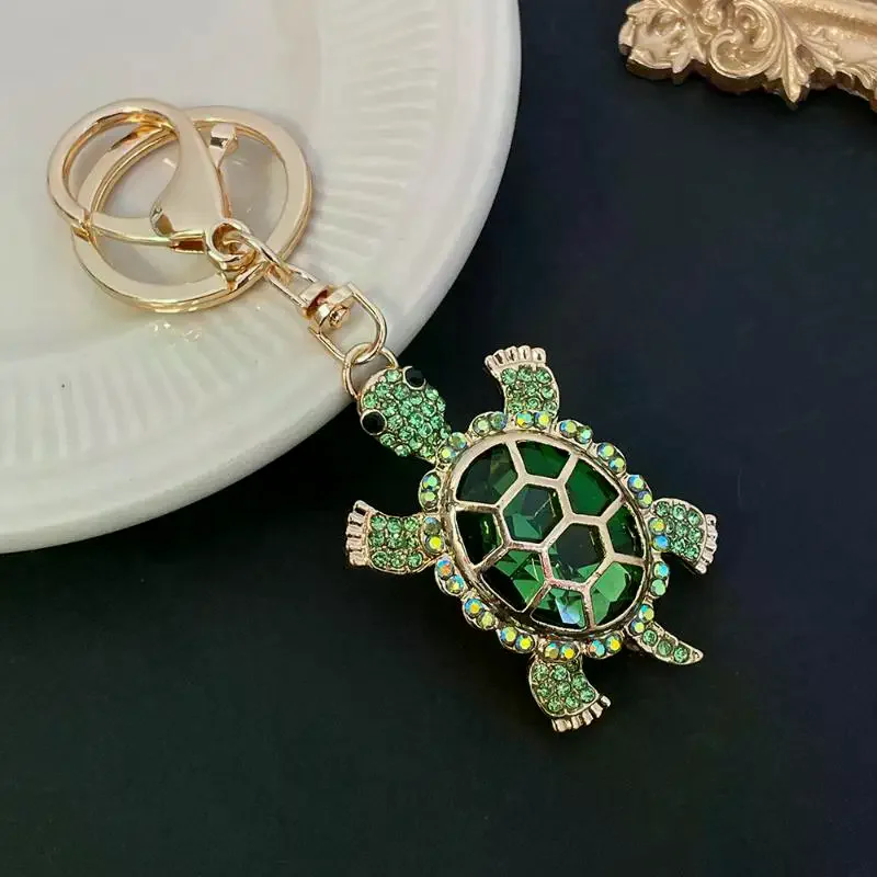 Funny Tortoise Key Ring Luxury Gold Plated Bag Keychain Durable Enamel Souvenir Birthday Gift for Girlfriend Women