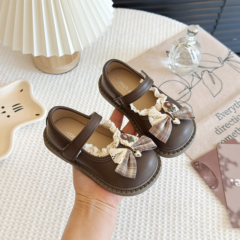 

Детские кожаные туфли в стиле Лолита для девочек, весна-осень, с милым бантом, туфли Мэри Джейн для принцесс, для свадьбы и вечеринок, детские вышитые туфли без каблука