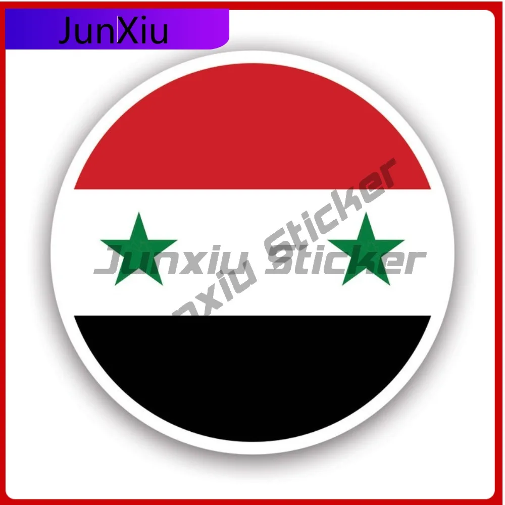 

Round Syrian Flag Sticker Waterproof Outdoor Anime Bumper Waterproof Vinyl Decal For Refrigerators Outdoor Unique Protection