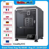 Creality K1C 3D Printer, 600mm/s Max Speed, Auto Leveling, AI Camera, Quick Swap Nozzle, Clog-free Extruder, Prints Carbon Fiber