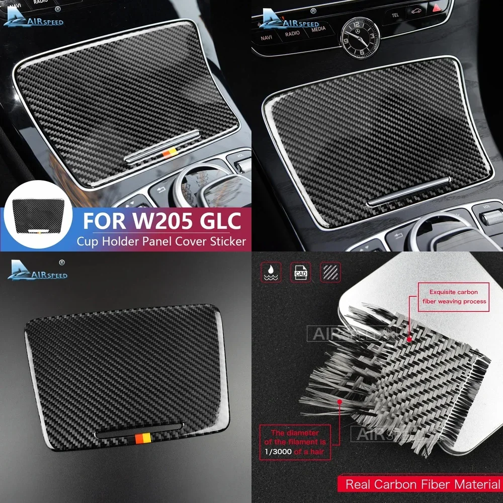 

Real Soft Carbon Fiber Cup Holder Panel Sticker for Mercedes Benz W205 C180 C200 C300 GLC X253 Car Interior Trim Accessories