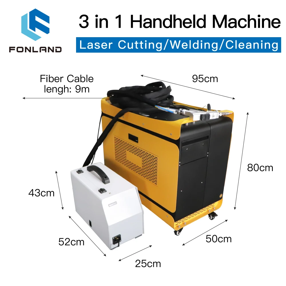 Fonland 3 In 1 Laser Hand-held Machine Weld 2000W Fiber Laser Welding Cleaning Cutting Machine for Paint Removal Metal Cutting