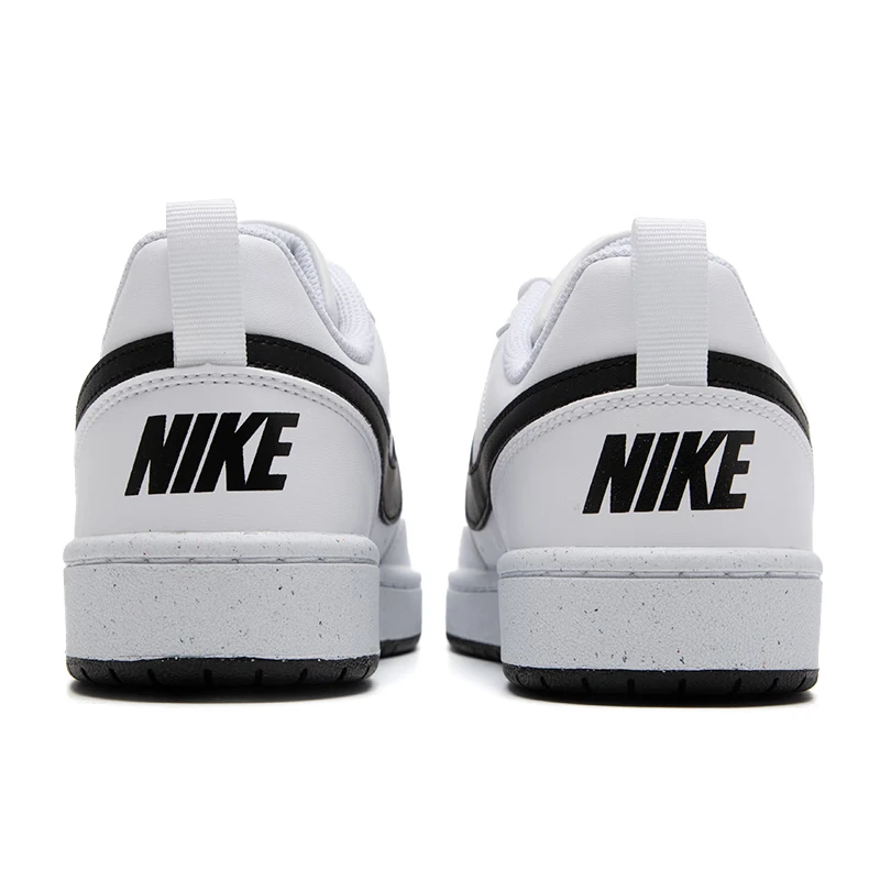 Nike Court Borough Low Woman Skateboard Shoes Classics Black White Genuine leather Non-slip Comfortable Casual Sneakers