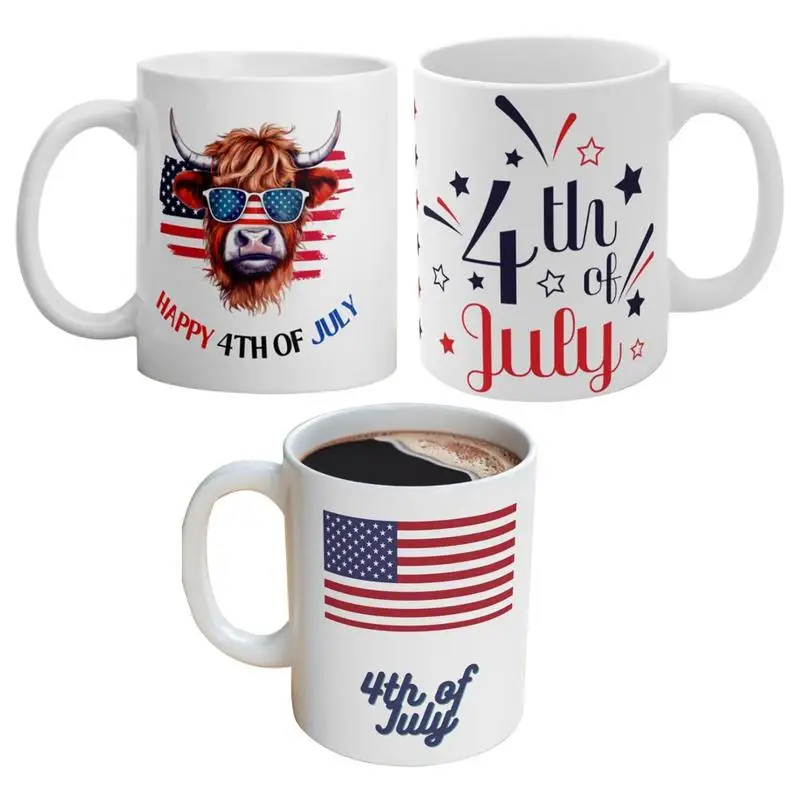 

American Flag Mug 350ml Red White and Blue Patriotic Ceramic Cups Perfect for Independence Day Party Decorations and Keepsake