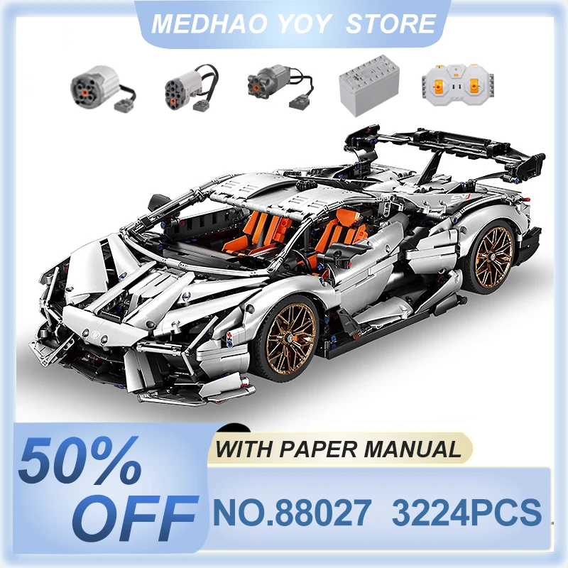 

MOYU 88027 MOC 1:8 High-Tech Speed Champions SV J Racing Car Hypercar Building Blocks Bricks Puzzle Toy Christmas Gift For Kids