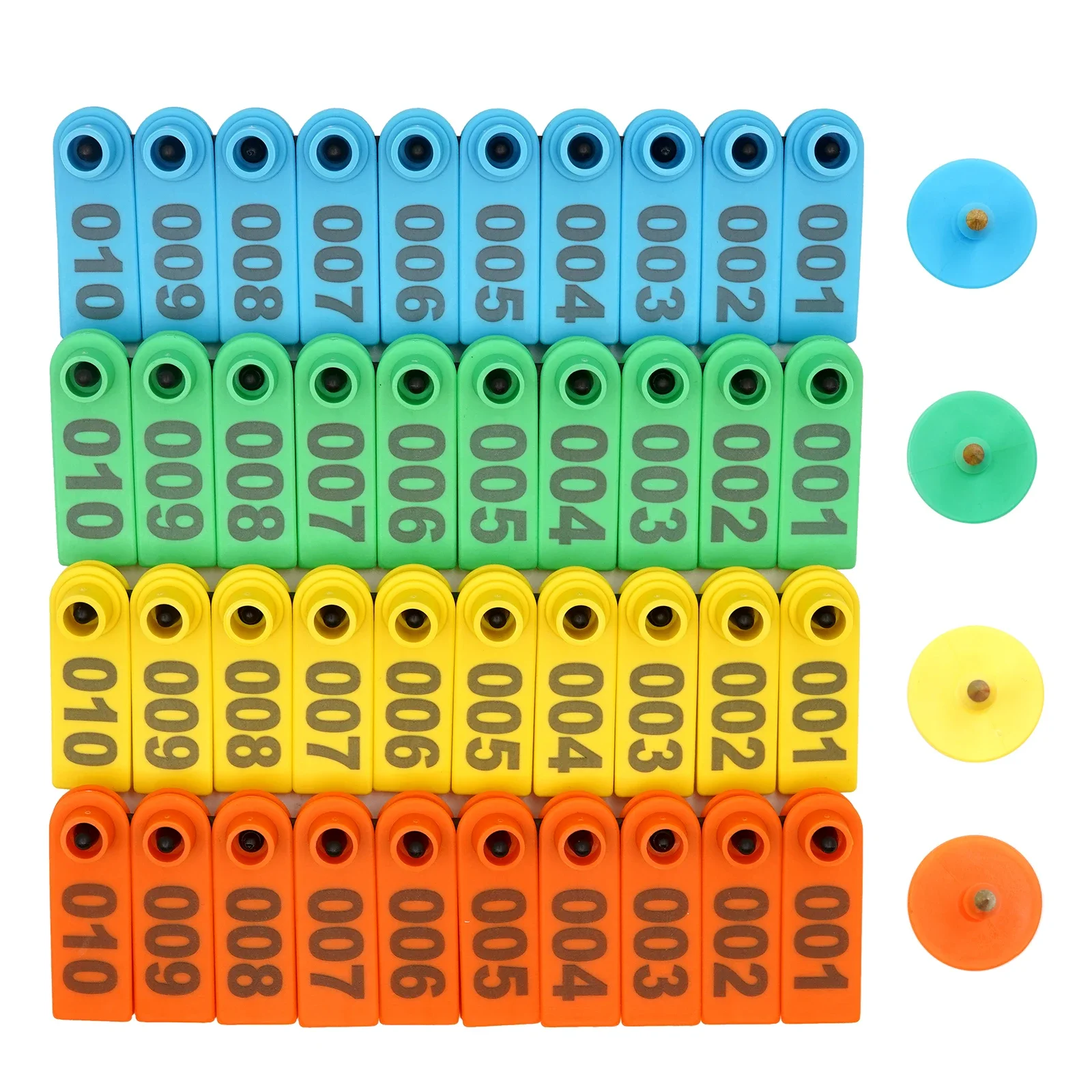 

No. 1-500 Sheep Ear Tag Signs with The Word Ear Laser Typing Copper Head Earrings Farm Animal Identification Card 100Pcs