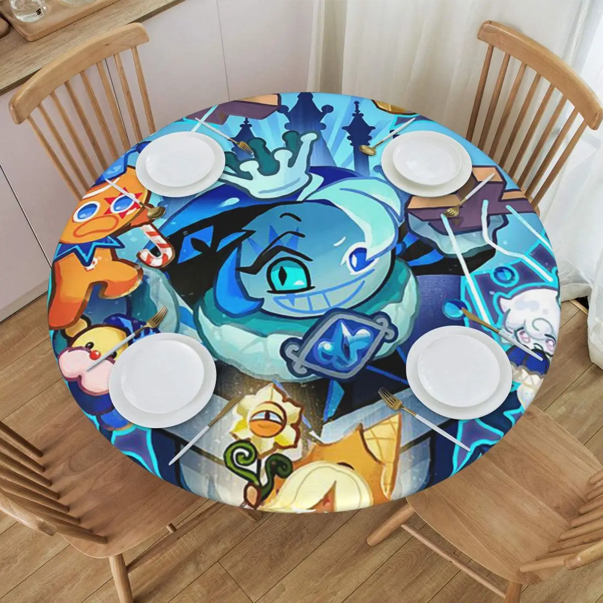 Shadow Milk Cookie Run Kingdom Waterproof Round Tablecloth Oilproof Table Cloth for Kitchen Events Dining Table Cover