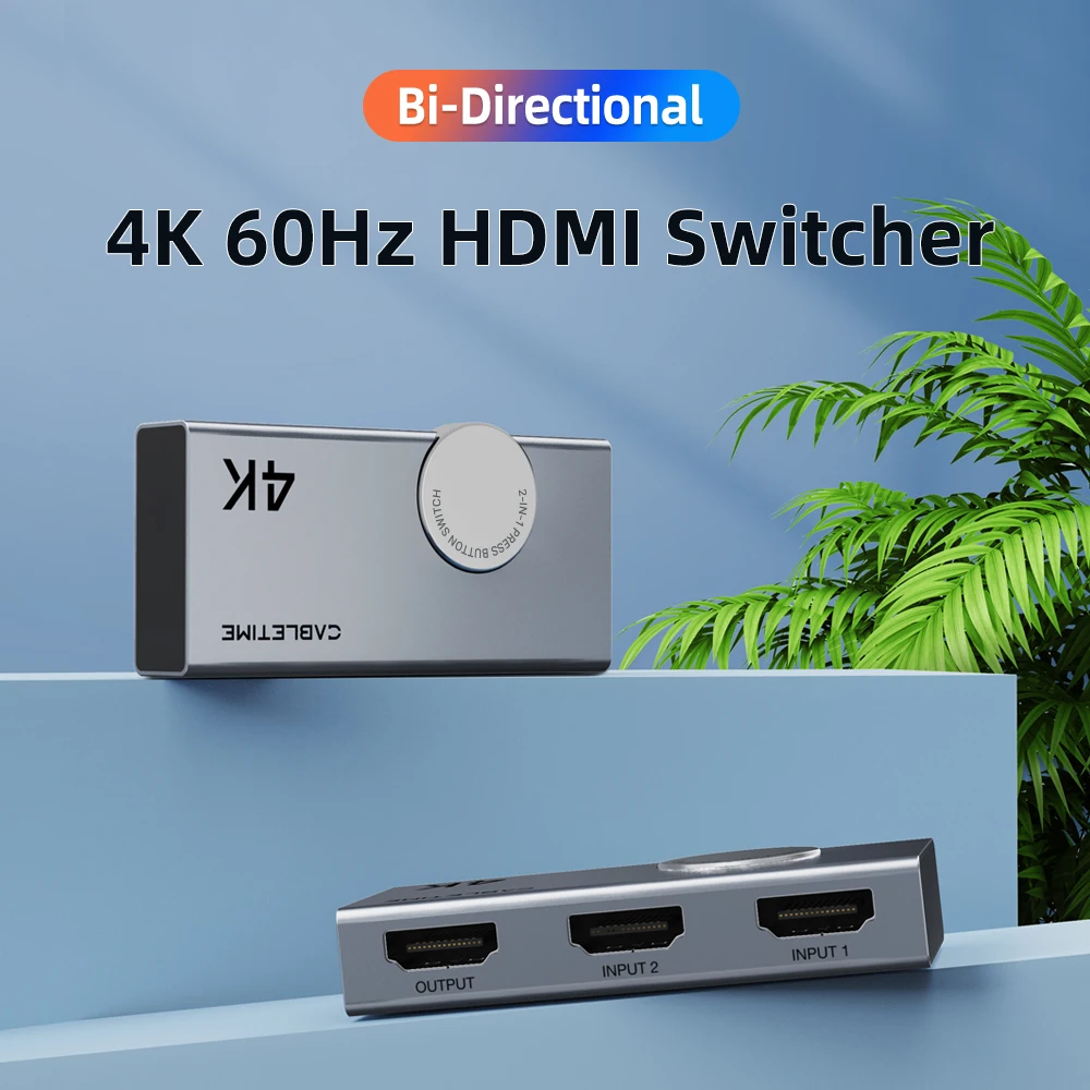 CABLETIME 3 in 1 HDMI Switcher 4K 60Hz HDMI Splitter for HDTV Xiaomi Mi Box PS5 3 in 1 Output HDMI Switch for Laptop Macbook