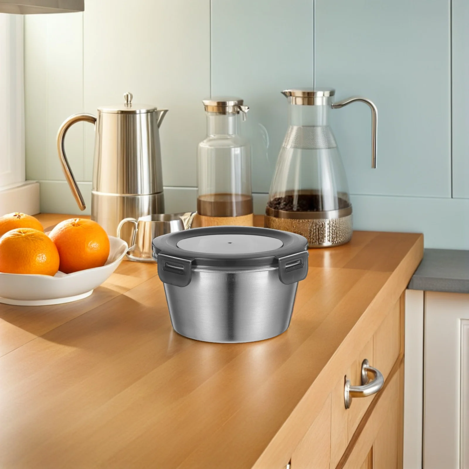 

Food Storage Container Stainless Steel 600 Ml Airtight Sealed Snack Box for Meal Prep Freezer Fridge Kitchen Organizer