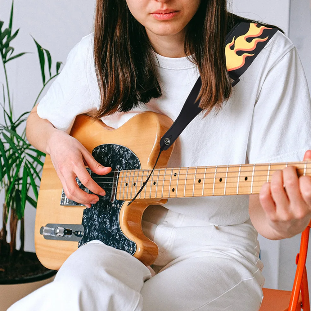 

2 Pcs Guitar Strap with Adjustable Straps Studded Padded Embroidered Wide Bass Electric Cotton Retro