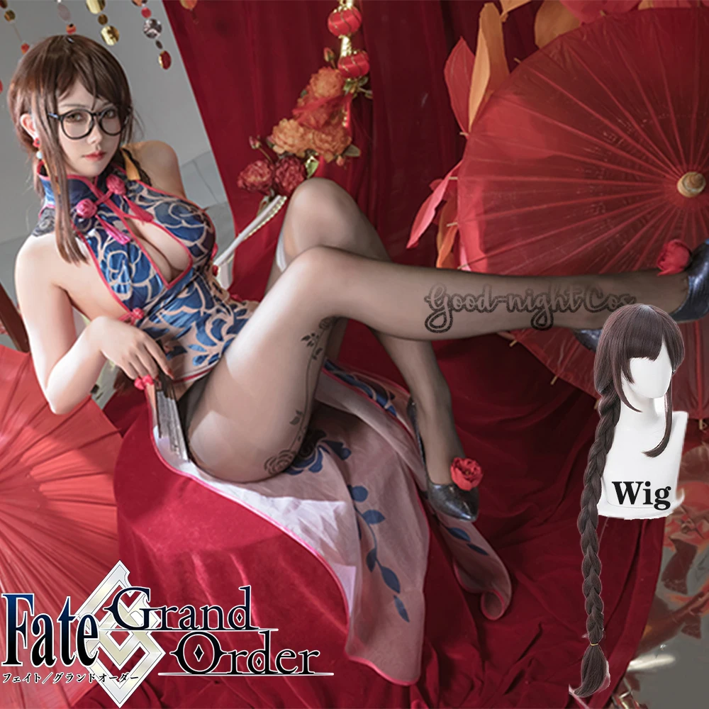 

Костюм для косплея из игры FGO Fate Grand/Order, парик для косплея Юй Мэй Рен костум, платье на Хэллоуин с иллюзией, сексуальное платье в китайском стиле, Чонсам для девушек