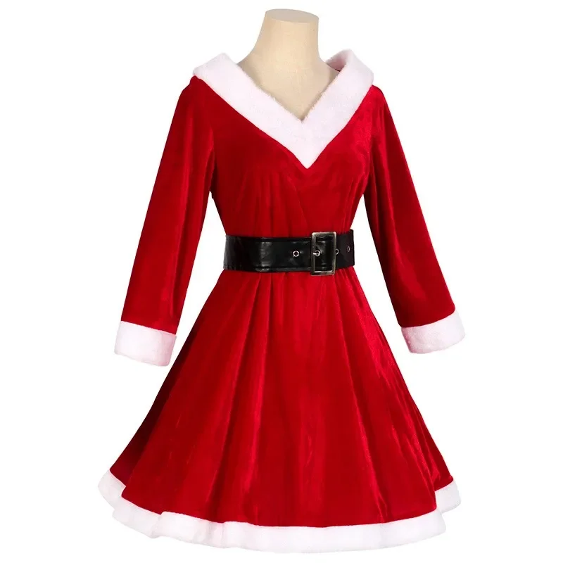 Weihnachts feier Frauen rotes Kleid Kapuze Santa Claus Kostüm roten Samt Weihnachten Urlaub Weihnachten Cosplay weiblich niedlich Kostüm