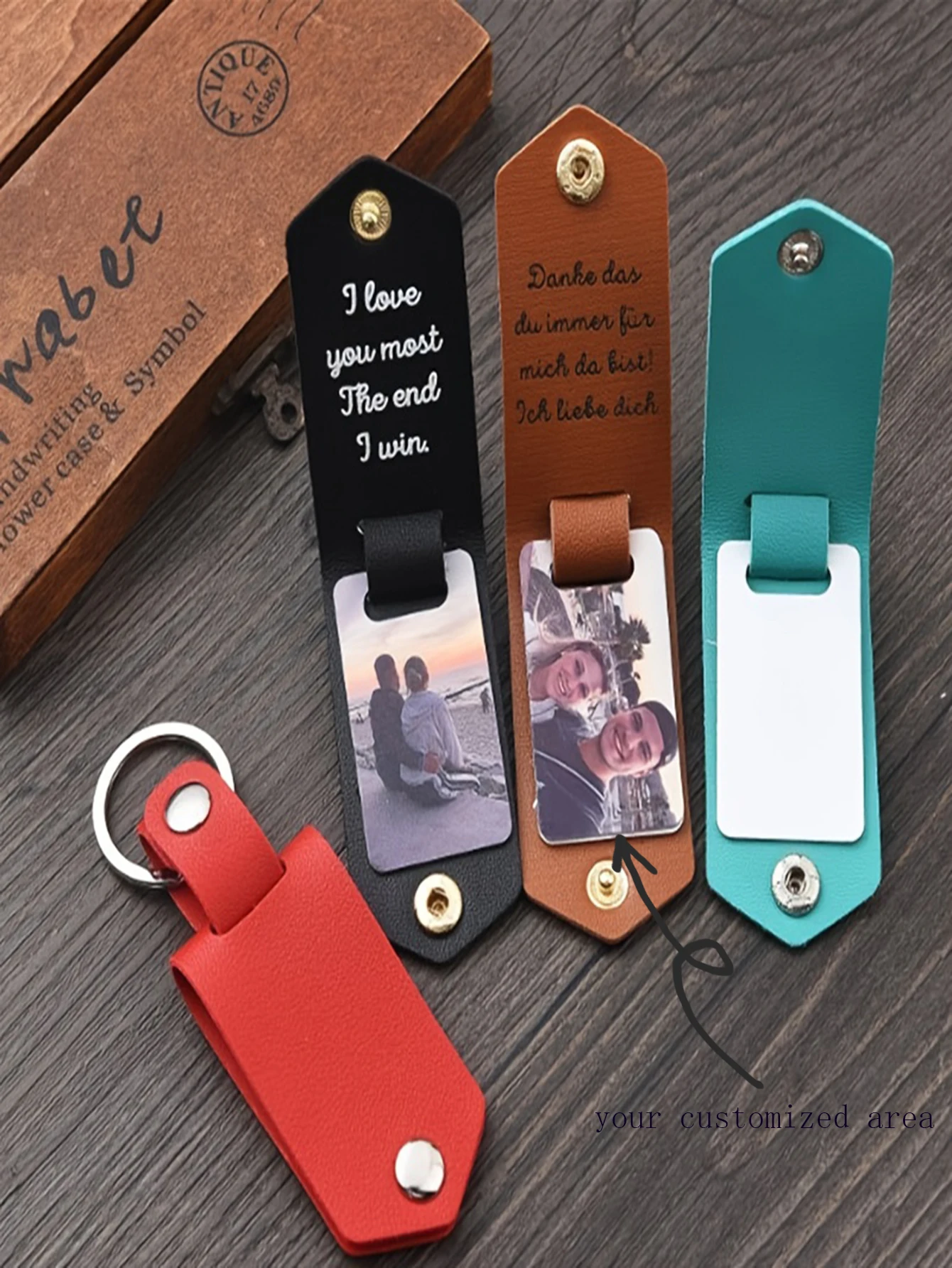 Personalized Customized Bag Accessories Pu Leather Multifunctional Diy Leather Key Holster Photo Pendant Personalized Gift