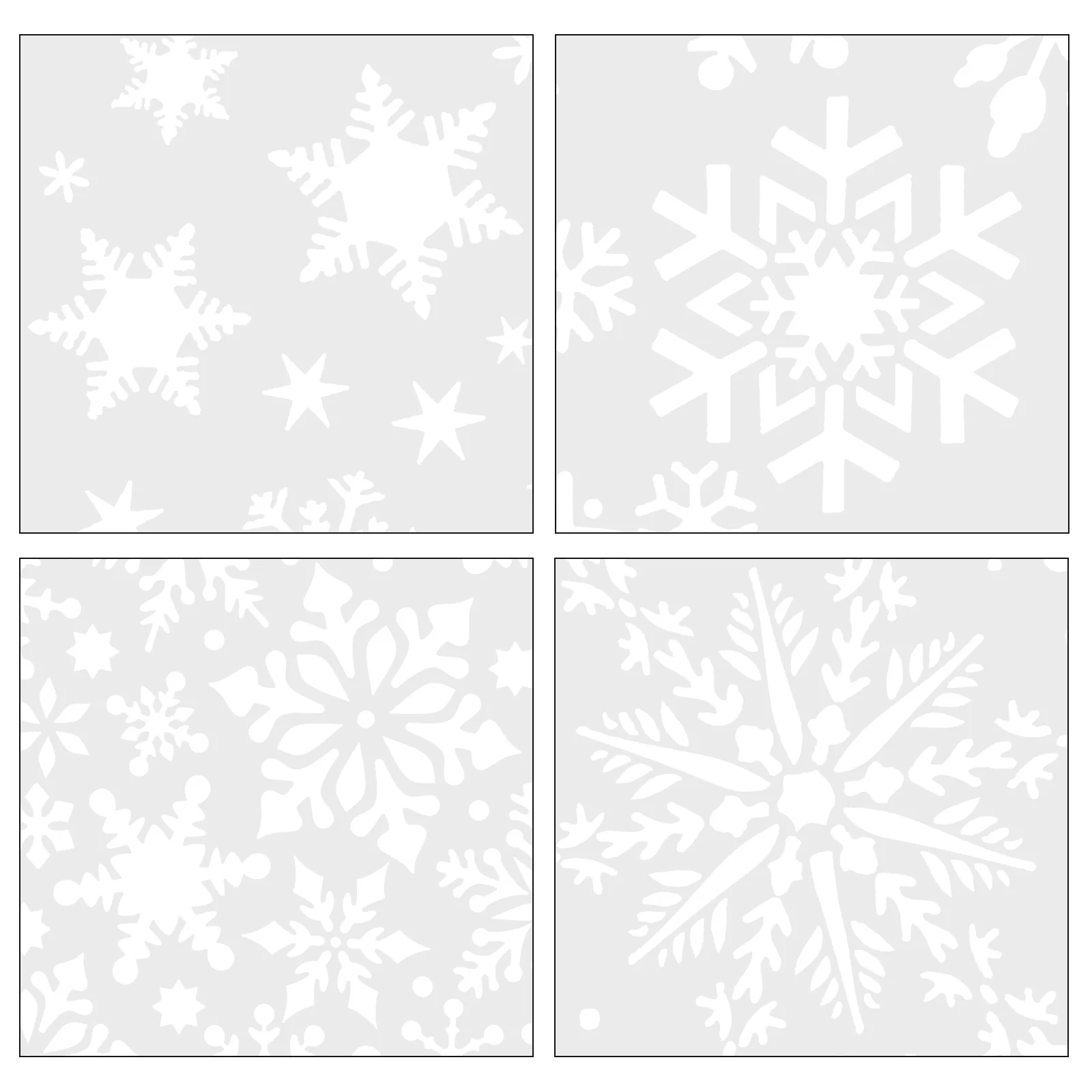 

4pcs Painting Stencils Kit Snowflake Pattern Hollow-Out Design For Diy Crafts Wall Art Reusable Washable Drawing Templates Art