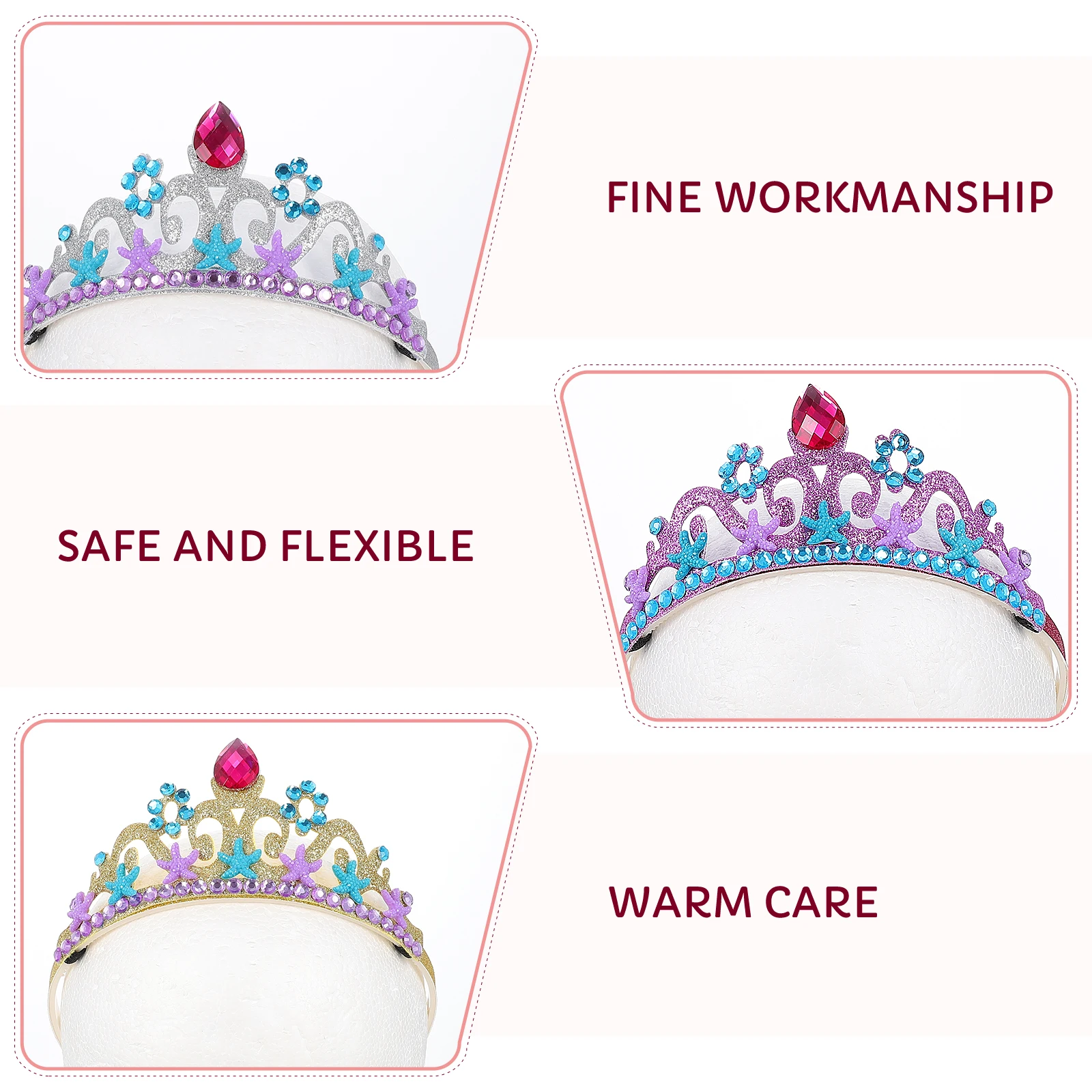 

Children Crown Hair Band Girls Accessories Ocean Themed Decorative Baby Headband Durable Practical Party Stage Elegant Unique