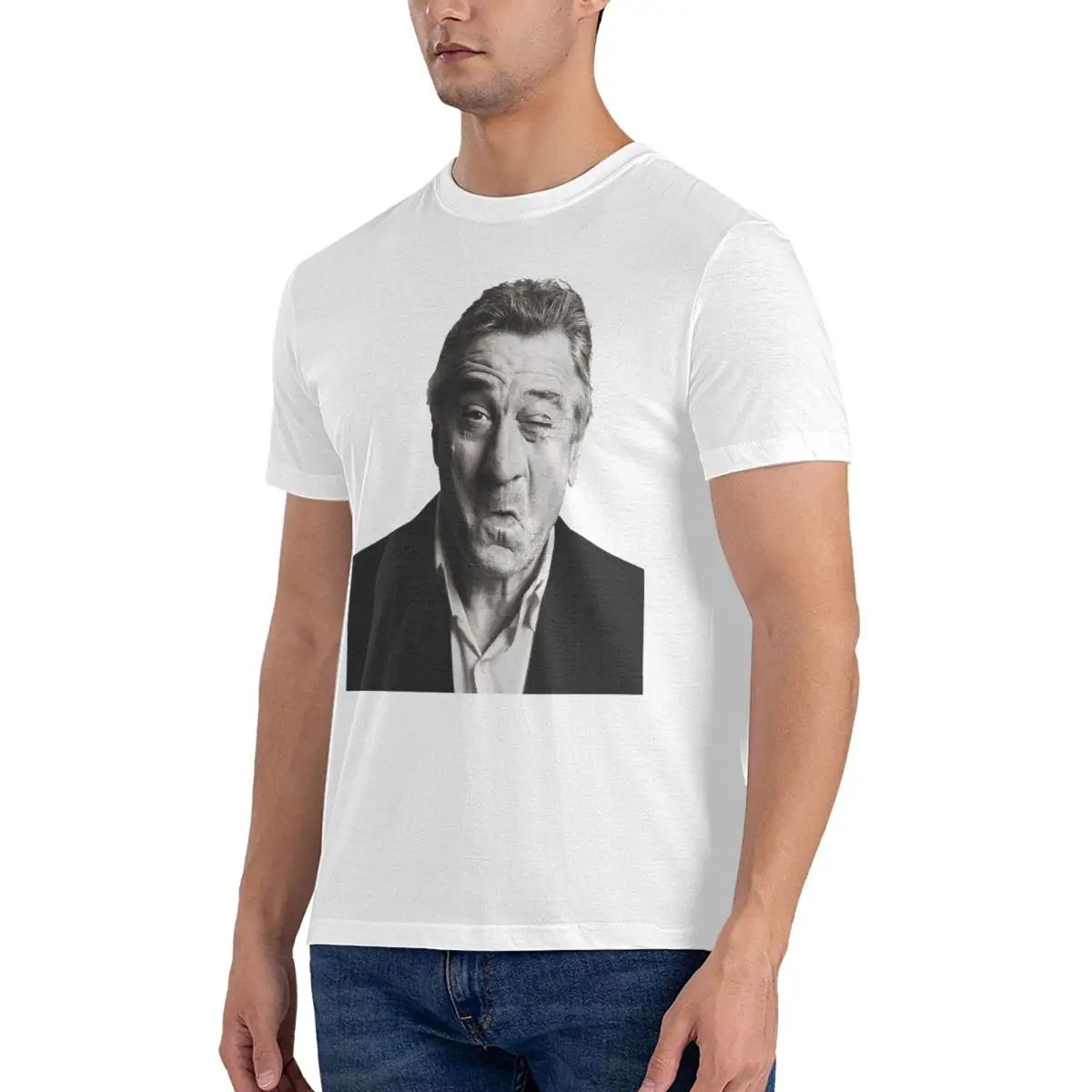 Wink T Shirts for Men Pure Cotton Novelty T-Shirt Crew Neck Robert De Niro Tee Shirt Short Sleeve Clothing Unique