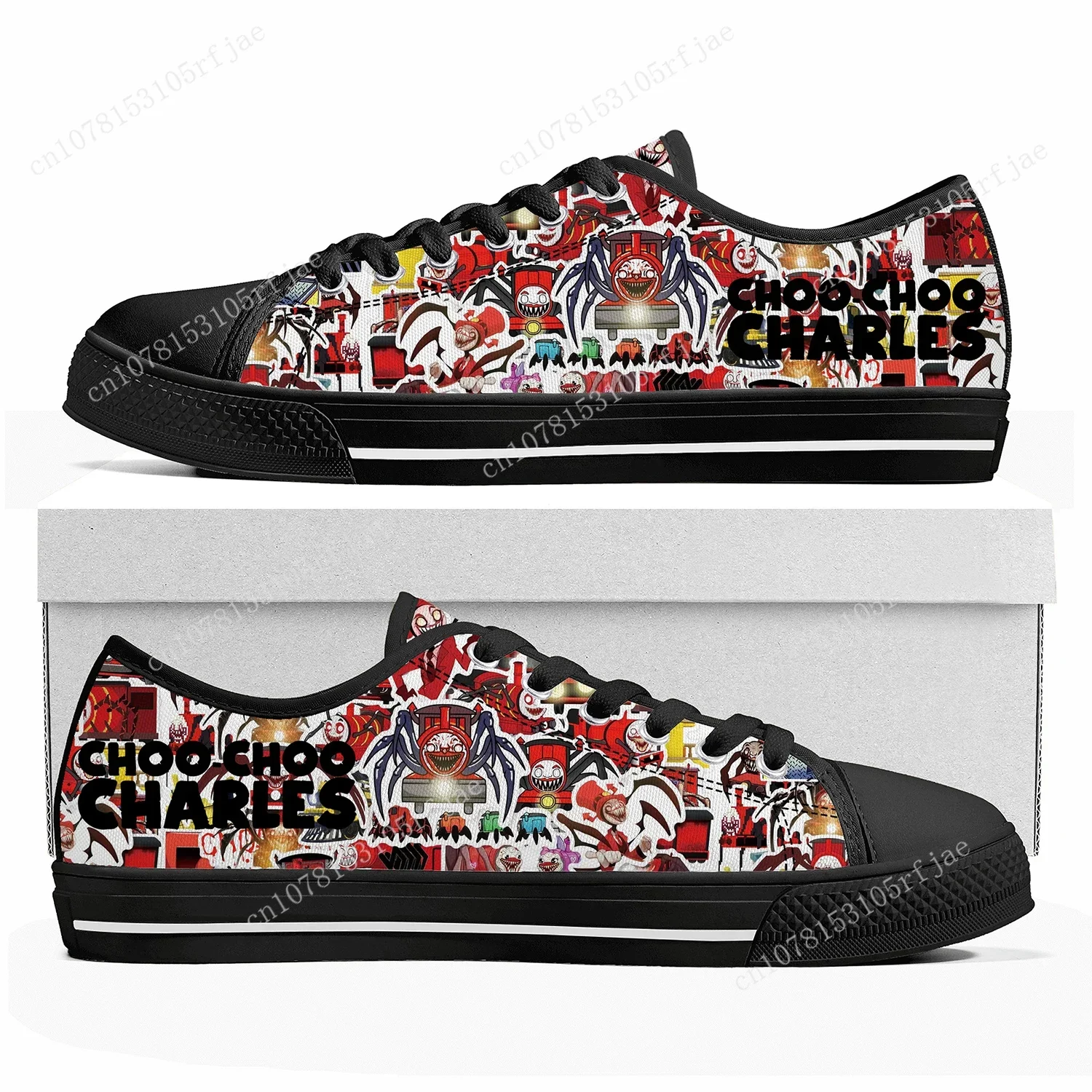 Choo Choo Charles Custom Low Top Sneakers Cartoon Game Womens Mens Teenager Shoes Casual Tailor Made Canvas Sneaker