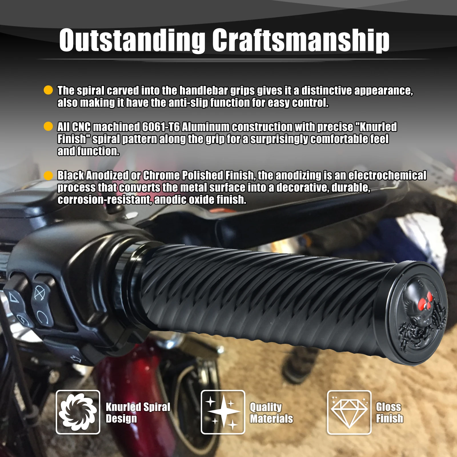 

1" 25mm Handlebar Hand Grips for Harley Touring Electra Glide Street Glide Road King Road Glide Softail Fat Boy
