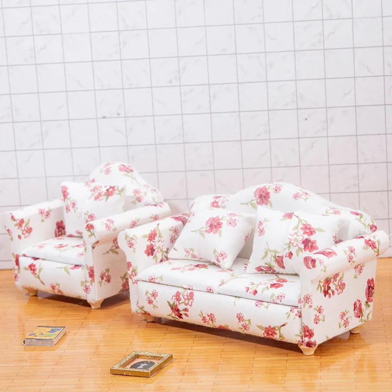 3pcs 1:12 Miniature Doll House Mini Cute Sofa Pillows For Dolls Children Simulation Living Room Bench Dollhouse Furniture Toys