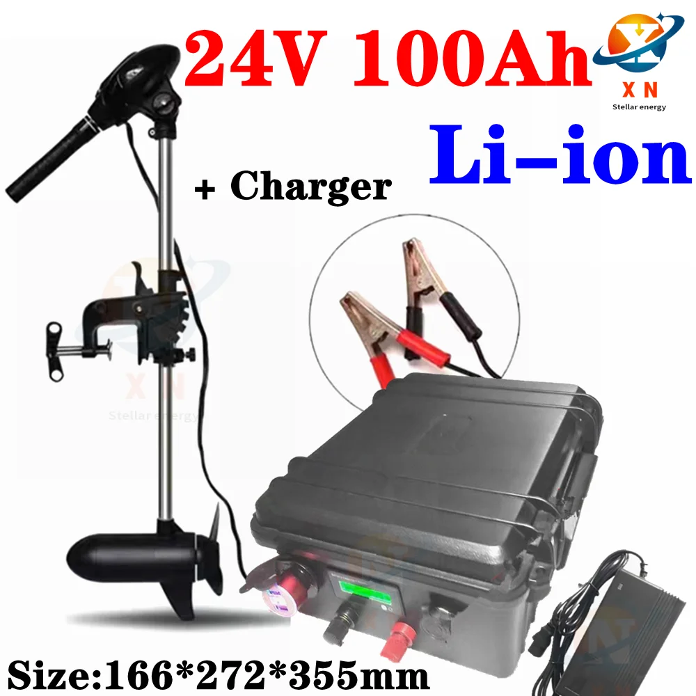 

24v 100ah Li-ion battery pack 24V lithium battery pack 100Ah waterproof battery rechargeable for boat motor,inverter