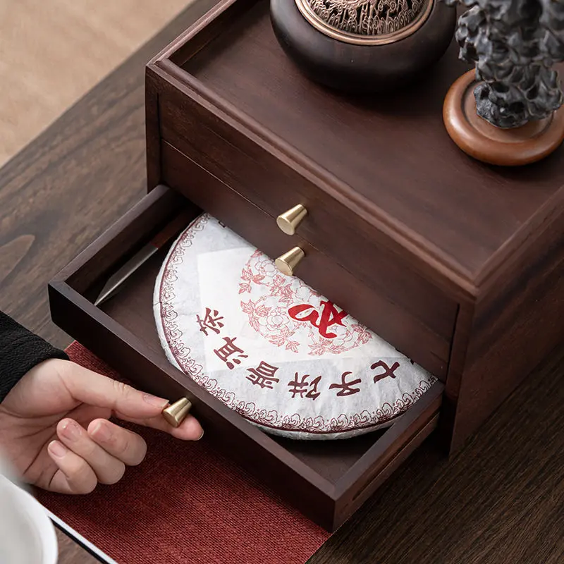 Walnut tea cake box storage stacked tea box accessories household tea sharing tray