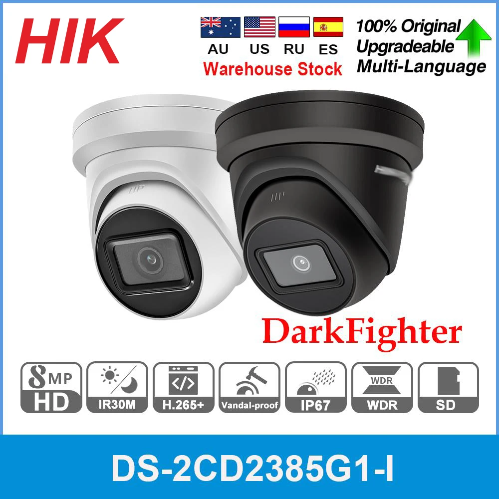 

Hikvision Original 8MP POE 4K Turret IP Camera DS-2CD2385G1-I DarkFighter Face Detection SD Card Slot 30M IR Full Metal IP67