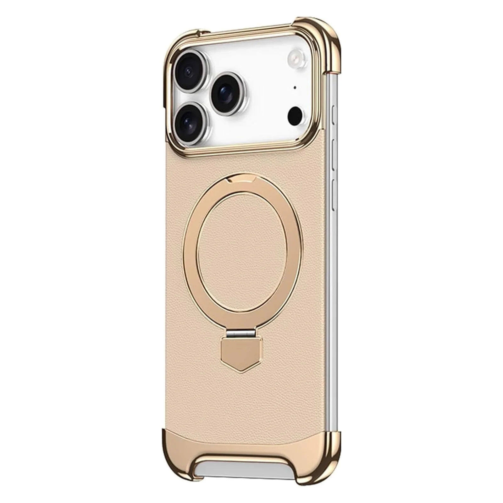 

For iPhone 17 Pro Max/17 Pro/17 Air/17 Magnetic Metal Bracket Case - Slim Frameless Shockproof Leather Cover
