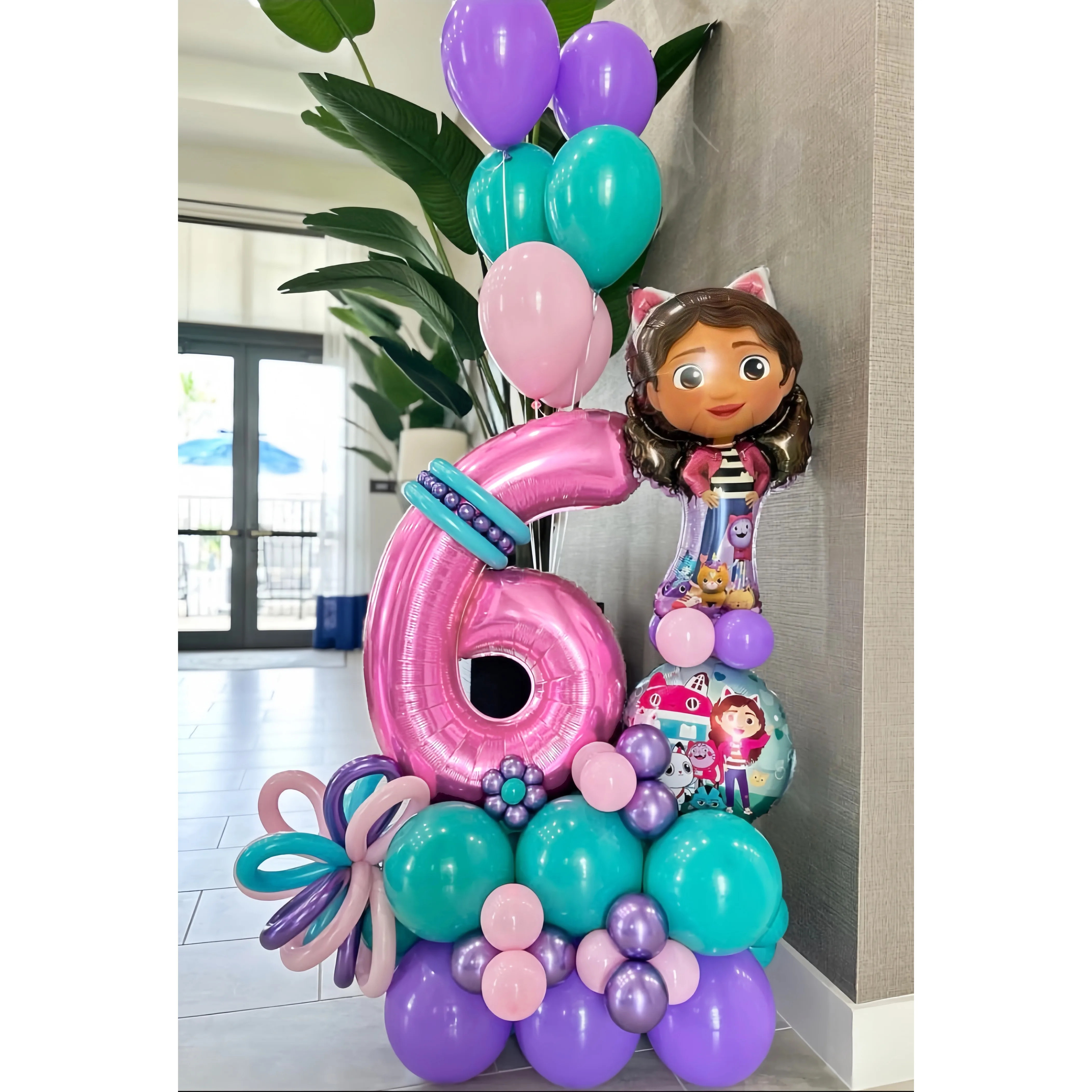

69pcs Cute Gabby Dollhouse Theme Cats Balloon Children's Birthday Party Decoration Latex Foil Ball Girl Gabby's Doll Balloon Toy
