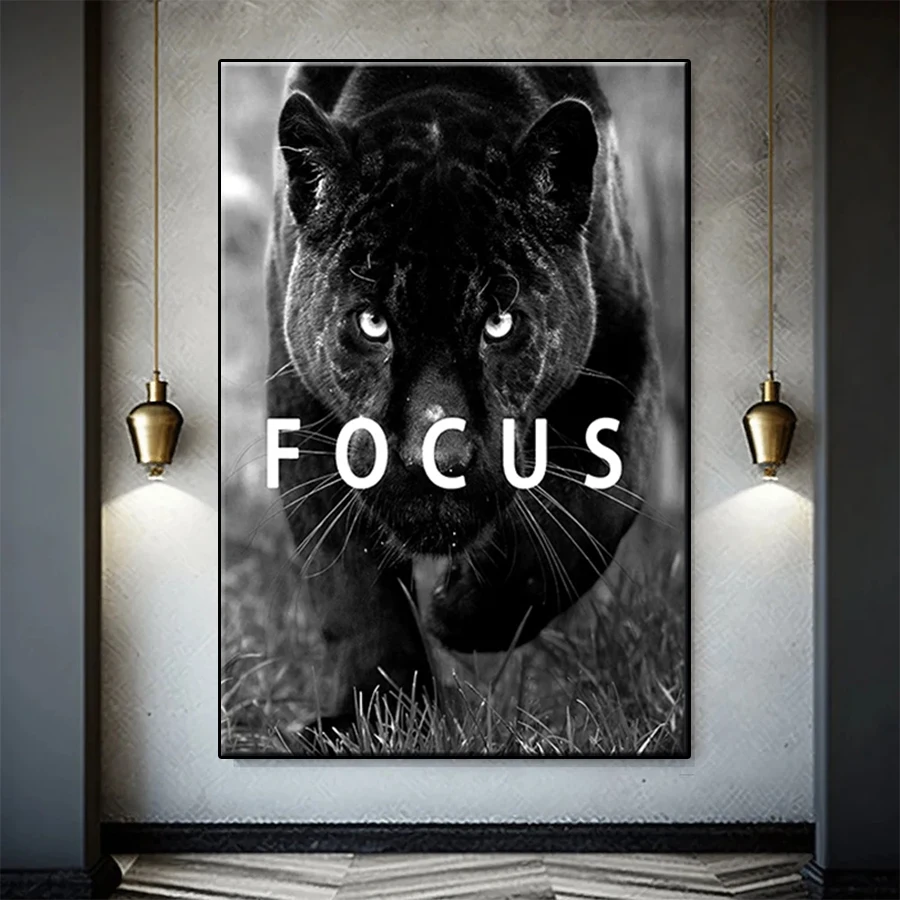 5D Diamond Painting Black and White Animal Art Black Panther Inspirational Text Diamond diy Embroidery Home Decoration Mosaic