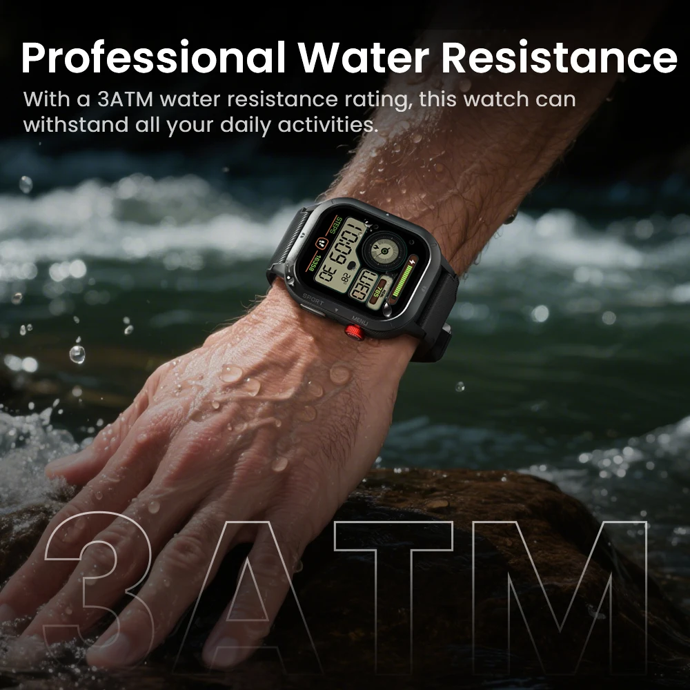 HAYLOU IRON NEO Smartwatch 1.95 ''HD عرض 3ATM مقاوم للماء بلوتوث دعوة 30 يومًا عمر البطارية الرياضة ساعة ذكية للخارجية