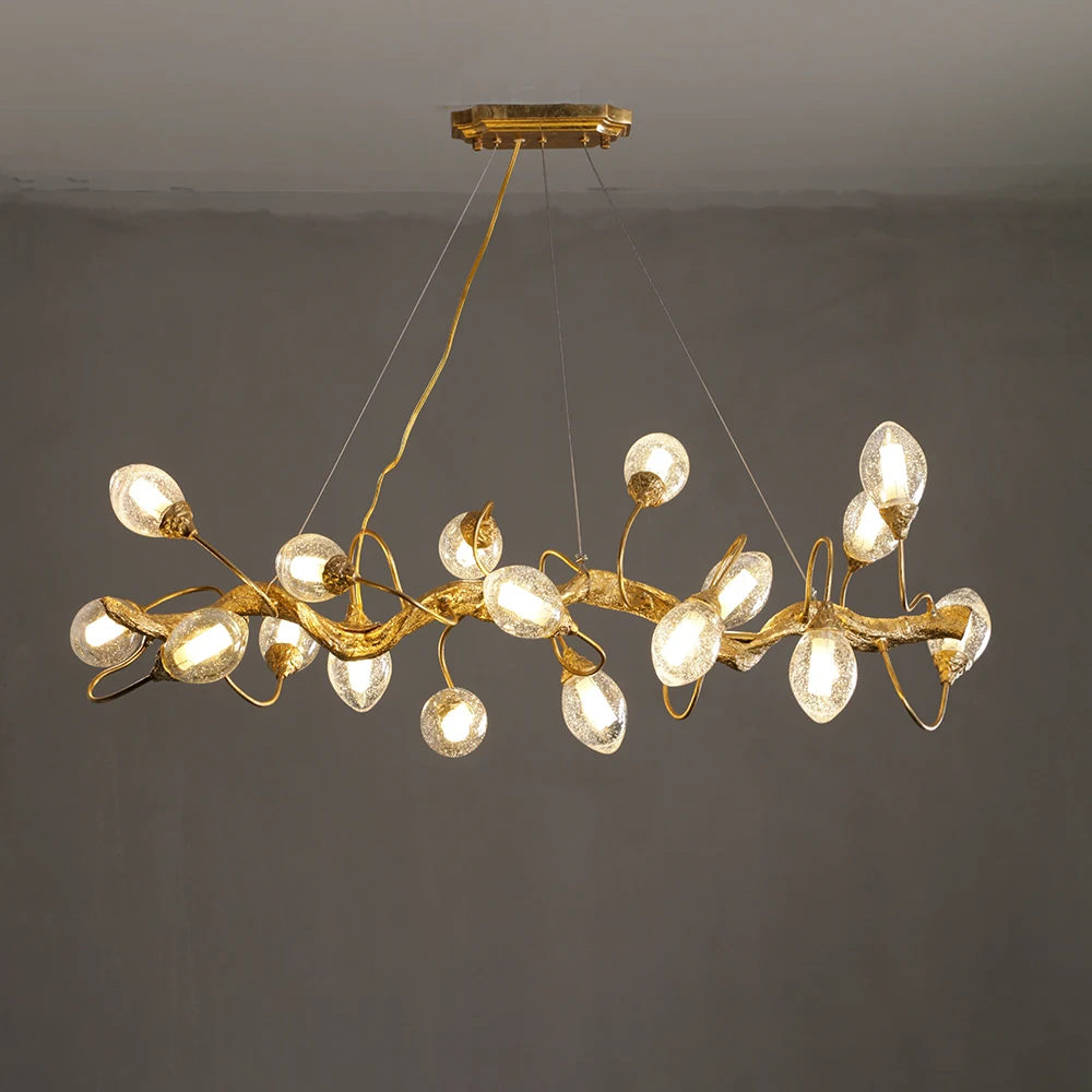 Modern Brass Chandelier With Fruit-shaped Crystal Balls Suitable For Living Room And Dining Room Decorative Lighting