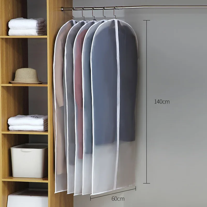 NONE Kleidung Hängen Staub Abdeckung Hochzeit Kleid Abdeckung Anzug Mantel Lagerung Tasche Transparent Vollständig Geschlossenen Kleidung Abdeckung Mit Reißverschluss 4