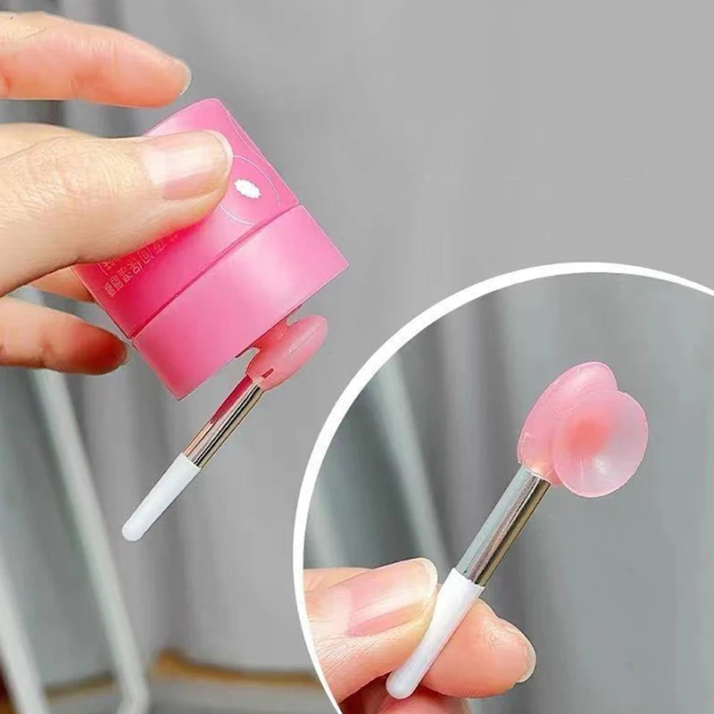 1pc silicone bálsamo labial máscara escova com otário capa de poeira batom cosméticos pincéis de maquiagem batom escova caixa de armazenamento