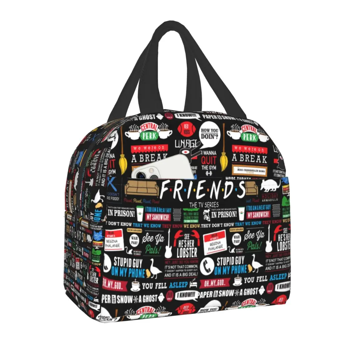 Friends TV Show Collage Insulated Lunch Bag for Women Resuable Cooler Thermal Bento Box Office Picnic Travel Food Lunch Box