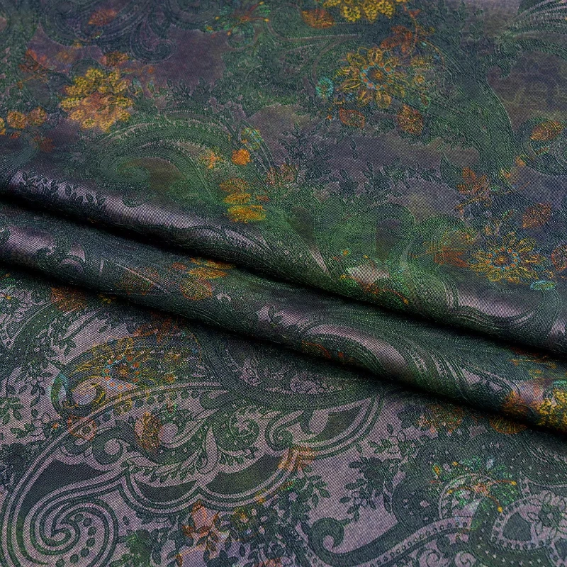 

Chiffon Jacquard Fabrics for Sewing Dark Green Purple for Home Curtains Qipao Hanfu Soft Elegant Clothing Womens Summer Dress