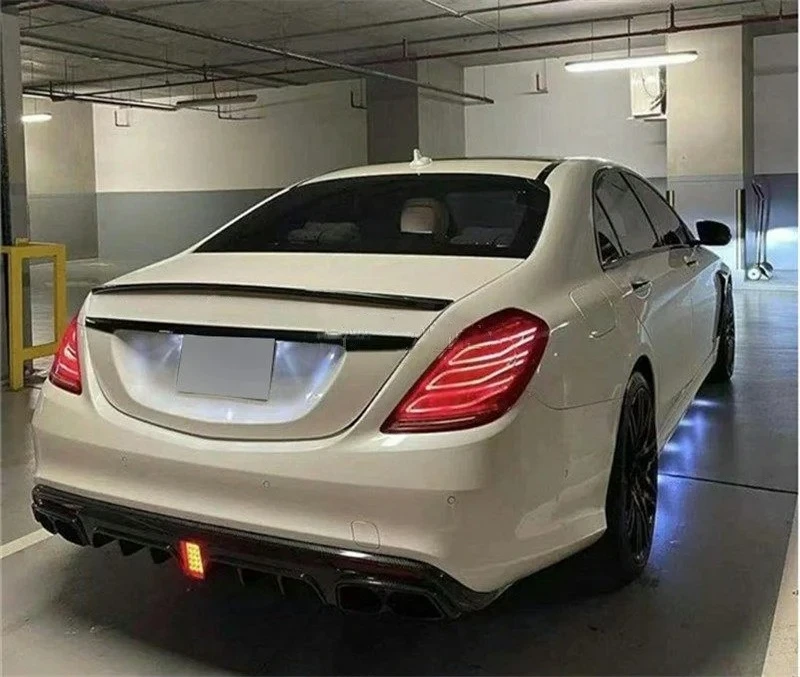 For S-Class W222 modified front lip rear lip Wind knife spoiler tail throat Car Accesso carbon fiber body kit 5