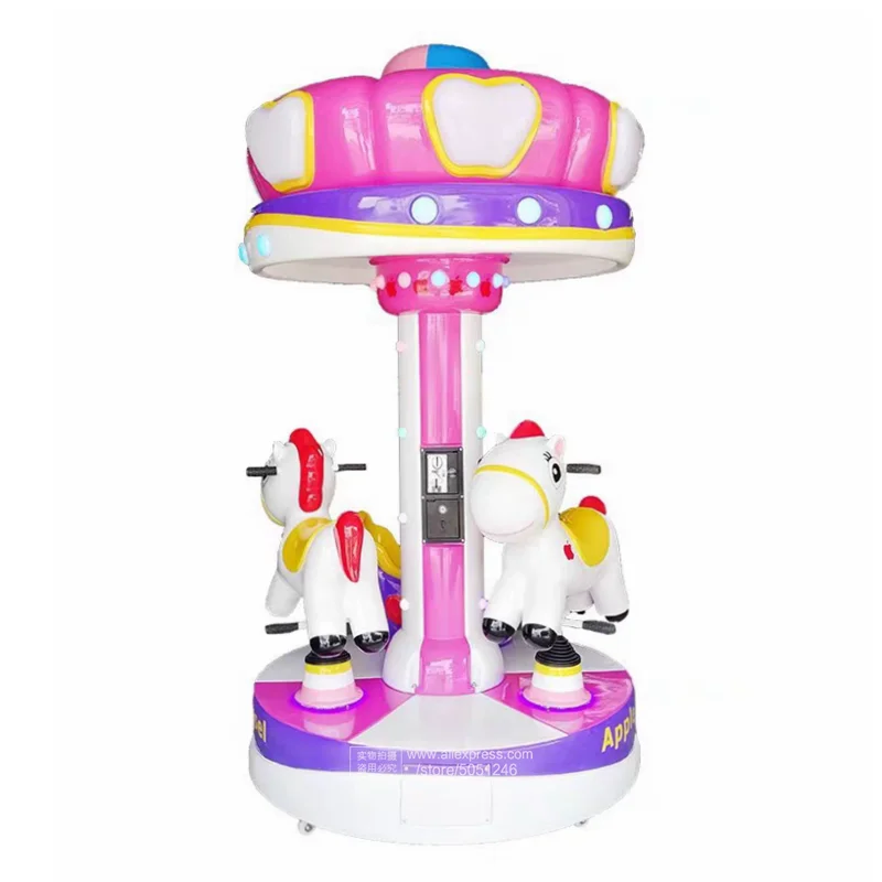 Coin Operated Carousels Kiddie Amusement Rides Small Horse Merry Go Round Fairground Indoor Playground Kids Arcade Game Machine