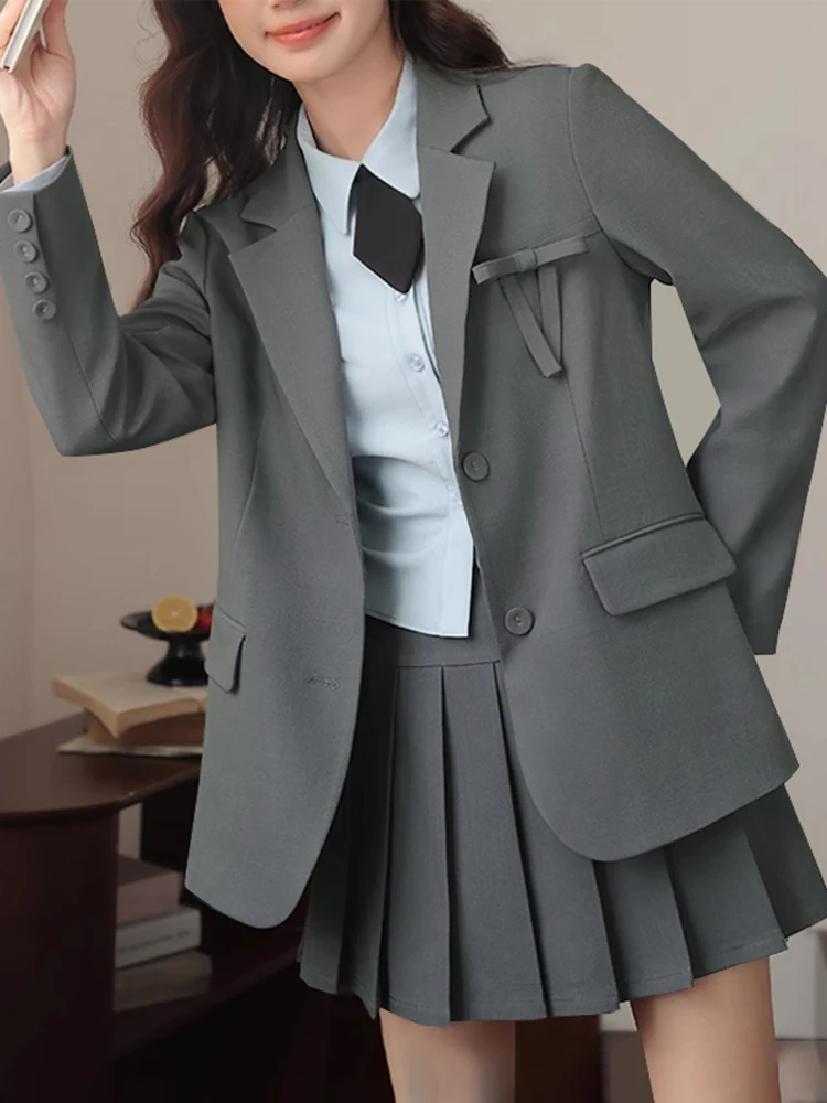 VONDA Women Turn-Down Collar Blazer 2024 Casual Solid Color Bow Suits Fashion Blazer Oversized Loose Outwears Femininas