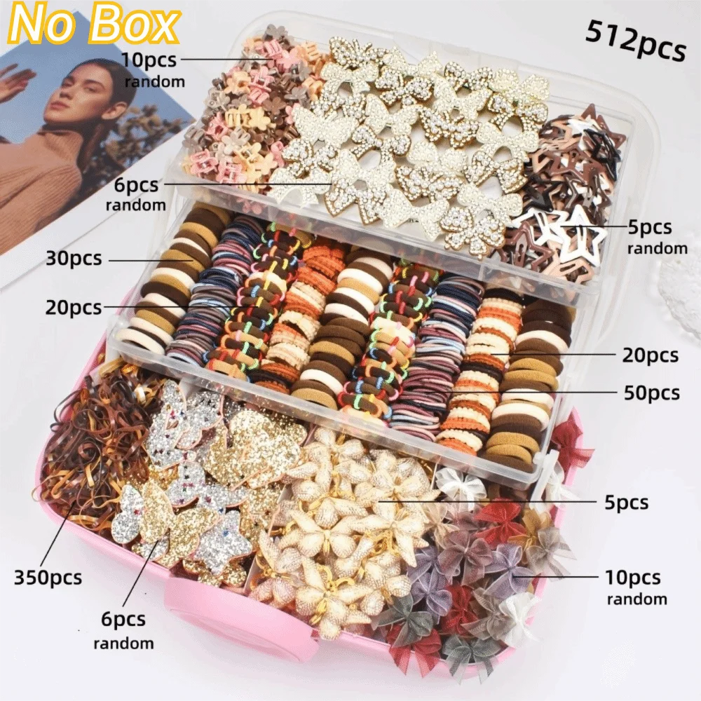 

New Plastic Hair Accessories Set Fabric Colorful Elastic Hair Bands Bow Barrettes Hairstyling