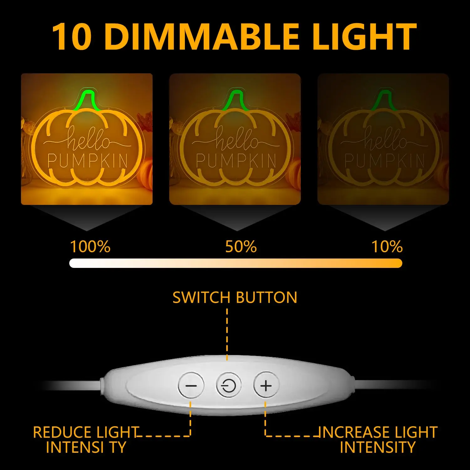 Hello Pumpkin LED Neon Sign Fall Dimmable Switch Autumn Light Up Bedroom for Wall Decor for Thanksgiving Party Front Door Gift