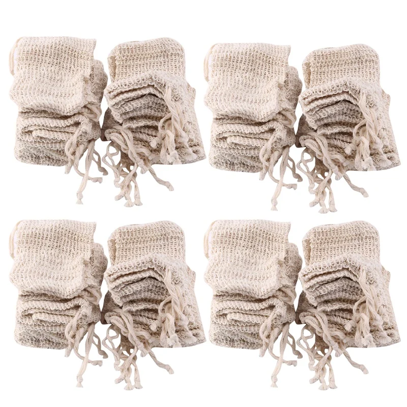 

120 Pack Natural Sisal Soap Bag Exfoliating Soap Saver Pouch Holder