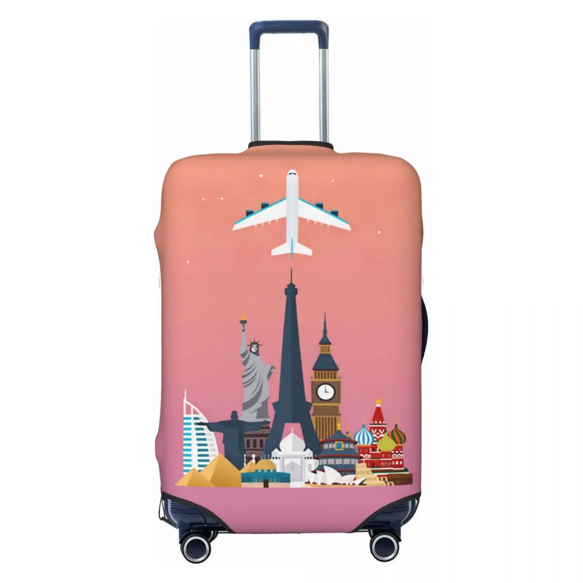 Travel Poster Around The World Suitcase Cover Elastic Business Protection Luggage Supplies Holiday