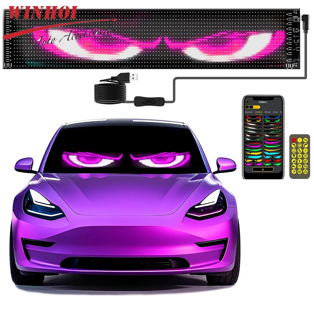 

Windshield Led Eyes Programmable Screen Colorful Digital Devil Eyes Flexible Led Eyes for Car SUVs Offroad Truck APP & Remote
