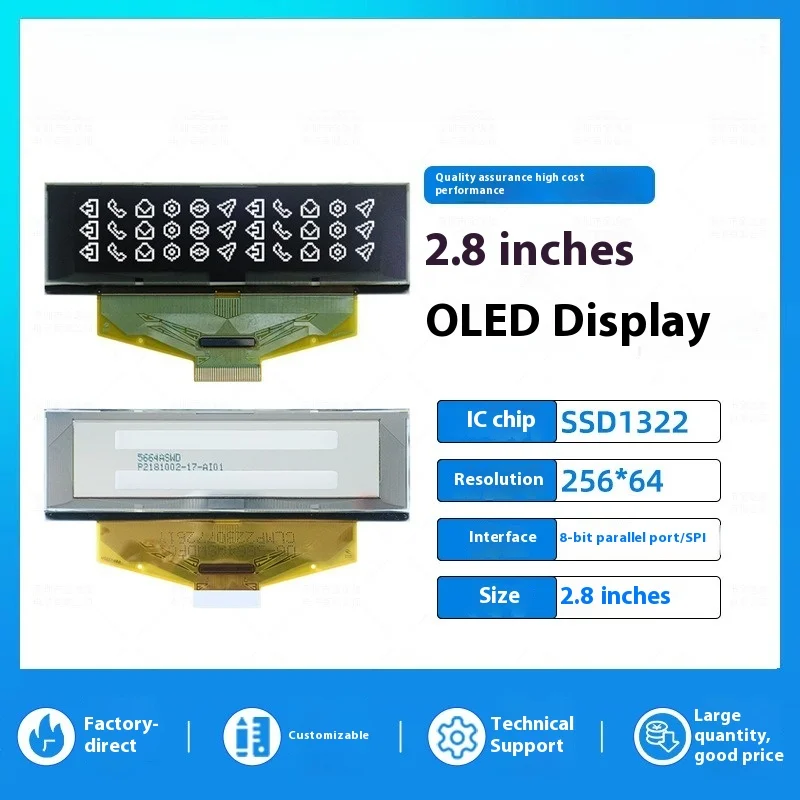 28-inch-oled-lcd-screen-25664-naked-display-ssd1322-driver-spi-8bit-parallel-port