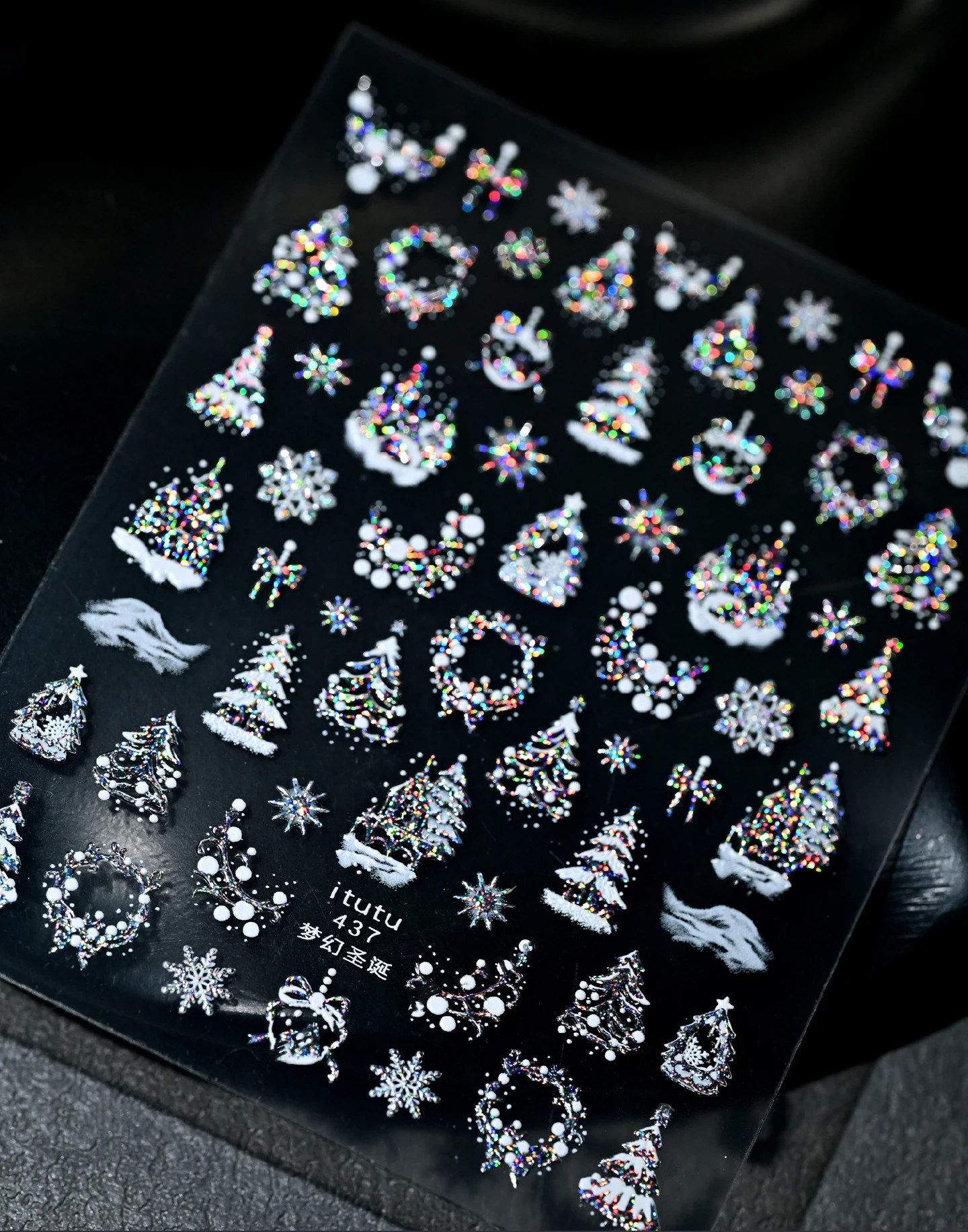 1pc 5D Gouden Kerstboom Nagelstickers Dromerige Sneeuwvlok Kerstlinten Ster Bel Krans Nagelstickers Manicure Benodigdheden DIY *