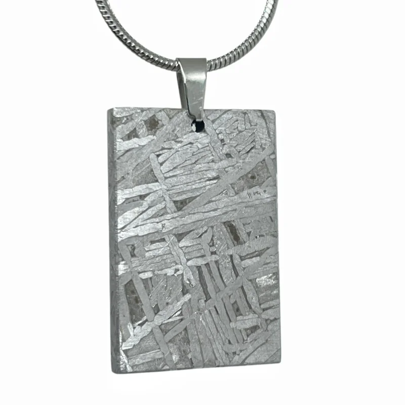Muonionalusta Meteorite Rectangle Tag Pendant Hand Carved Yin Yang Dragon Pattern Natural Cosmic Stone Pendant Jewelry- LK285