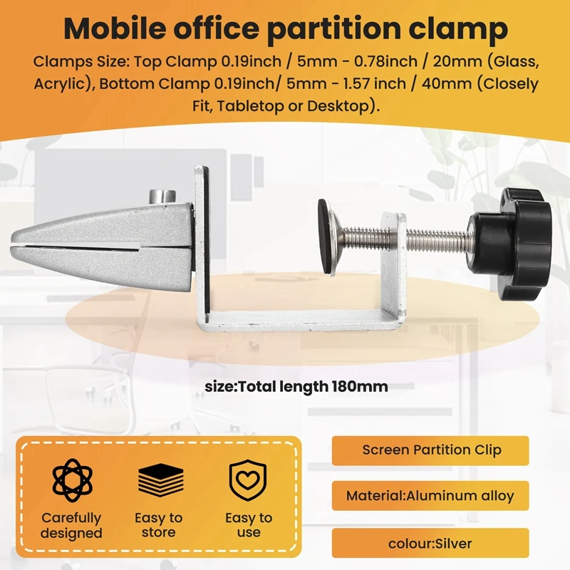 2 Pcs Office Desk Divider Clamp Privacy Screen Clip Holder Bracket Screen Baffle Clamp Partition For Table Clamp
